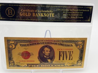 U.S. Collectible Gold Banknote