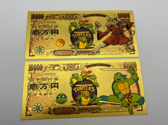 Lot Of 2 TMNT Collectible Gold Bills