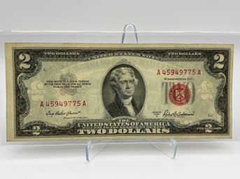 1953A $2 Red Seal  OFF CENTER