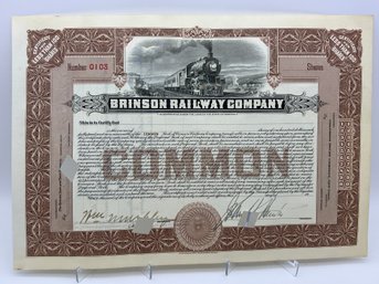 Brinson Railway Vintage Stock Certificate