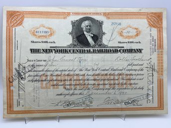 New York Central Railroad Vintage Stock Certificate