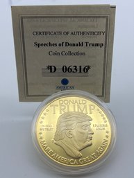 Donald Trump Coin Layered In 24k Gold