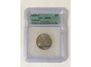 2006-D Nebraska Quarter Graded ICG MS66