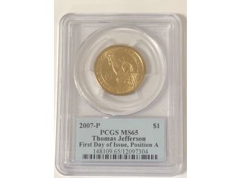 2007-P Thomas Jefferson PCGS MS65 Graded Dollar