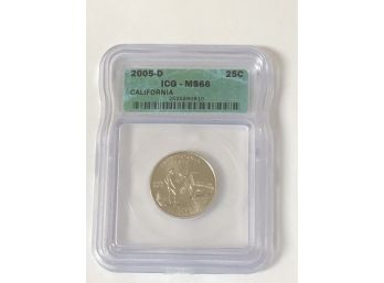 2005-D California Quarter Graded ICG MS66