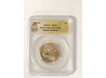 2009-P Native American Dollar ANACS MS67 Graded