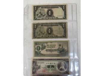 Old Japanese Currency Rupee Peso Yen