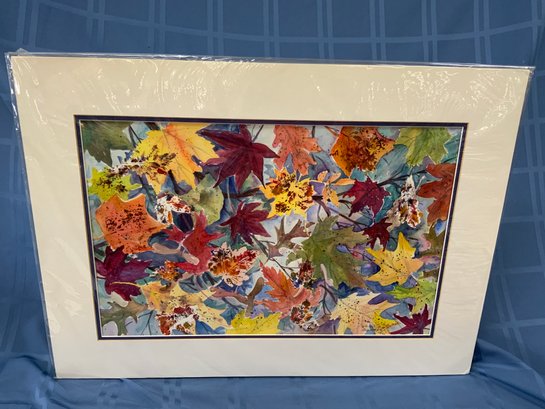 Mary Green LaForge Original Watercolor Connecticut Artist  Titled Fall Leaves