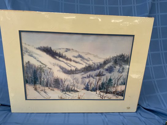 Mary Green LaForge Original Watercolor Connecticut Artist Titled Winters Peace