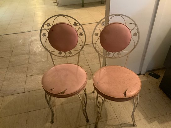 Pair Of Vintage Iron Patio Chairs For Restoration