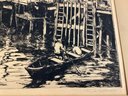 Jeanette Maxfield Lewis (American, 1894-1982) Wharf Shadows Etching