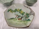 3 Pieces Of Oriental Including Two Celadon And Early Bird Plate