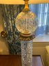 Pair Of Cut Pressed Crystal Lamps With Grape And Floral Detail