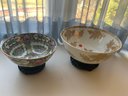 Oriental Bowls With Carved Wooden Bases