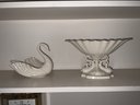 2 Pieces Of Lenox Swan And Dolphin Centerpiece