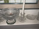 Grouping Of 6 Pieces Of Waterford Including A Footed Bowl Candle Sticks, Etc.