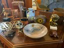 Grouping Of Assorted Collectibles Including Pottery, Carved Wood Animals And Vases
