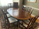 Henderdon Banded And Inlaid Dining Set With Table, 2 Leaves And 6 Chairs