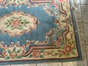 Machine Made Chinese Sculptured Rug In Blue And Cream, Etc.