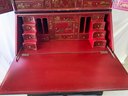 Chinoiserie Style Two Part Secretary Desk With A Very Ornate Interior