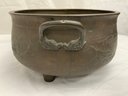Vintage Ornate Asian Hand Crafted Brass Footed Cauldron