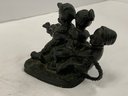 Vintage Bronze 3 Kids Tug Of War Sculpture