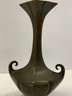 Asian Signed Bronze Thin Neck Vase 12 Tall