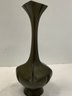 Asian Signed Bronze Thin Neck Vase 12 Tall