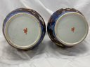 Asian Hand Painted Ceramic Matching Pair Of Vases Signed