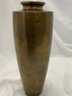 Asian Brass Mixed Metal Inlaid Pair Of Cranes Tall Vase