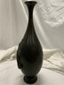 Painted Bronze Crow On A Branch Tall Narrow Neck Vase