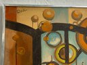 Signed Abstract Oil Painting On Canvas Artist Singed Roz