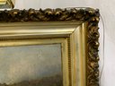 Early Twentieth Century Oil Painting Artist & Title Unknown Ornate Gold Leaf Wood Carved Frame