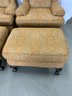 Pair Of Custom Chippendale Armchairs With Matching Ottomans
