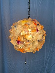 Mid Century Lucite Chunk Ball Pendant Lamp
