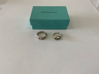 Two Tiffany & Co Sterling Silver Rings Including Peretti Wave And Nature Rose