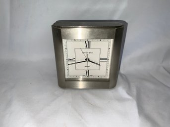 Tiffany & Co Brushed Metal Quartz Desk Clock