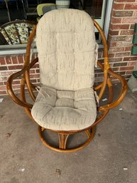 Vintage Rattan Swivel Rocking Arm Chair