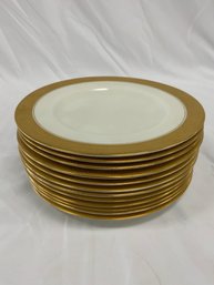 Set Of 12 Gold Rimmed Royal Worcester 7 3/4 Inch Plates