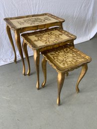 Set Of Three Gold Italian Nesting Tables