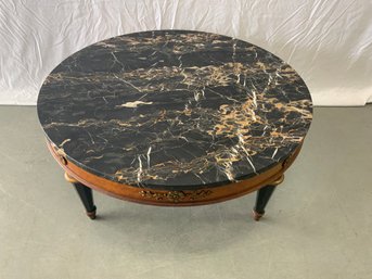 Weiman Marble Top Round Coffee Table With An Empire Style