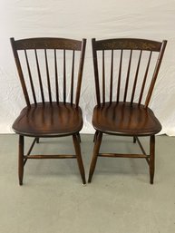Pair Of Hitchcock Maple Chairs With Stenciled Back