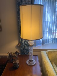 Pair Of Cut Pressed Crystal Lamps With Grape And Floral Detail