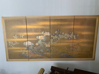 4 Panel Oriental Screen Floral Motif