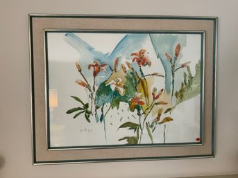 Watercolor And Pencil Of Lillys Artist Signed