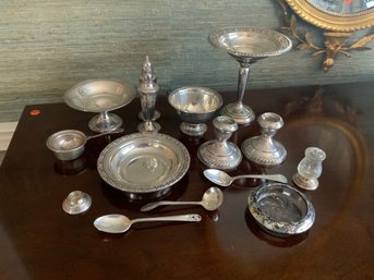 Sterling Silver Group Of 15 Pieces Including Weighted Pieces And Non Weighted Pieces