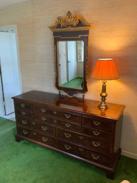Aston Court By Henderdon Triple Dresser, Chippendale Mirror With Ornate Crest