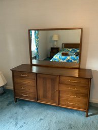 Mid Century Davis Cabinet Company Triple Dresser With Mirror