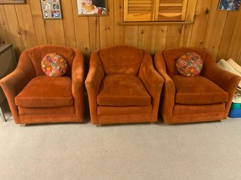 3 Retro Burnt Orange Swivel Chairs