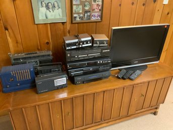 Electronics Lot Including Visio TV, Panasonic VHS, Etc